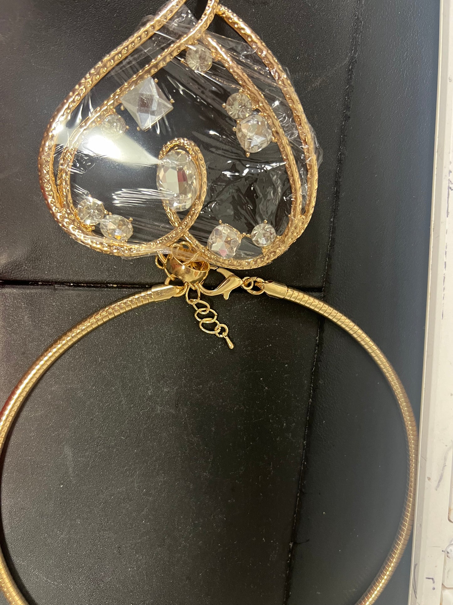 Gold bling heart necklace